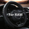OHMU Leather Steering Wheel Cover for 15.5-16in Dodge Ram 1500/2500/3500 Black