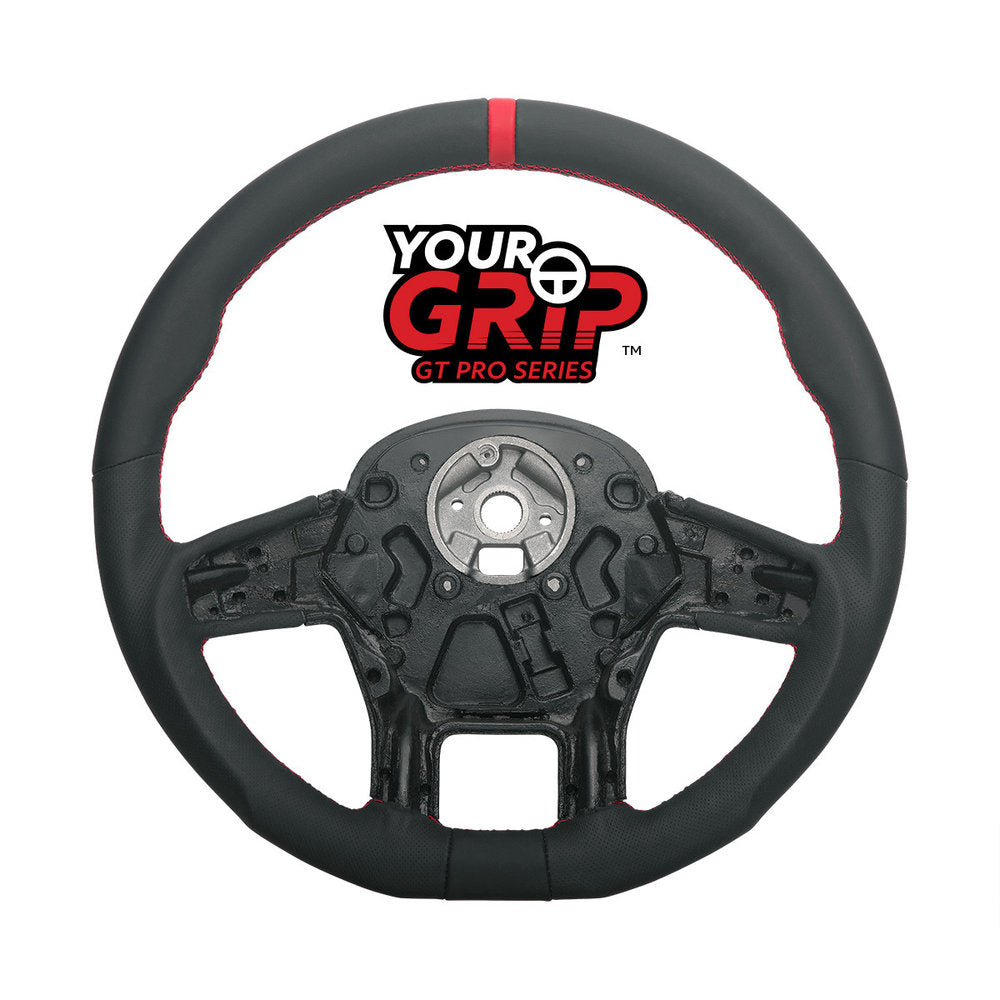 United Pacific YourGrip GT Pro 18" Leather Steering Wheel Black for 2012-2021 Peterbilt 579 & 2013-2021 Kenworth T680